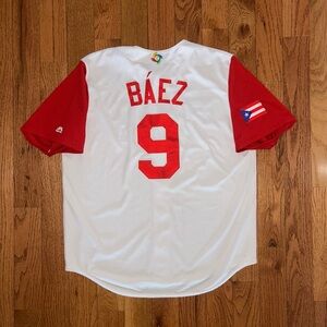 Javy Baez Puerto Rico 2017 World Baseball Classic Majestic Jersey Size Large